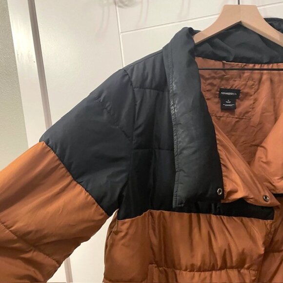 Summersalt Colorblock Eco Puffer Jacket Coat Size Medium Brown Black - Picture 8 of 16